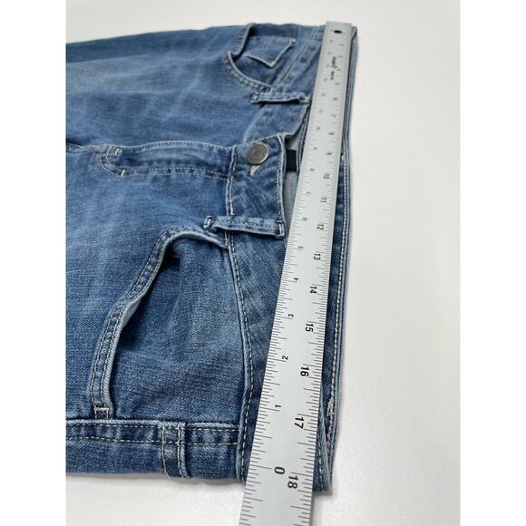 Calvin Klein Whiskered Bootcut Jeans Mid Rise Denim Medium Wash Blue Womens 14 - Picture 7 of 10